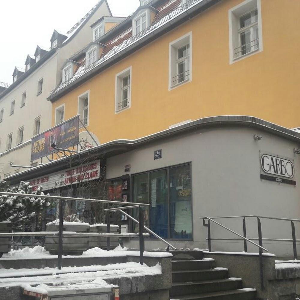 Garbo Kino movie theater in snowy weather.